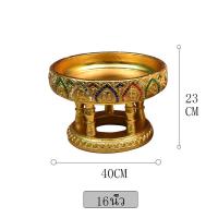ราคา ขันโตก ขันโตกไม้ ขันโตกปิดทอง แต่งลายปิดทอง ประดับด้วยกระจกหลากสี (20950634017)