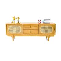 ราคา หม่อนสม เฟอร์นิเจอ ตู้วางทีวี 2 ลิ้นชักกลาง หน้าบานหวายแท้ ตู้วางทีวีไม้สักเก่า โต๊ะวางทีวี รุ่น SB003 W 150 x D 40 x H 55 cm ส่งฟรี (20676358752)