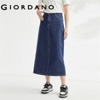 ราคา GIORDANO Women Skirts Mid Rise Back Vent Fashion Denim Long Skirts Multi Pocket Comfort 100 Cotton Casual Denim Skirts 13463314 (17465061328)