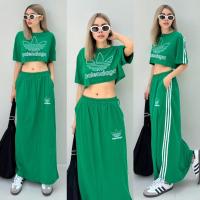 ราคา เซทเสื้อครอปคอกลมแขนสั้น มาพร้อมกระโปรงยาวทรงเอ ชุดเซต ชุดเซ็ท Yunaka (20643106002)