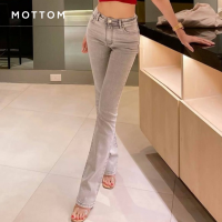 ราคา MOTTOM LEEJENT JEANS เทาน้อย กางเกงยีนส์ทรงเอวสูงขาม้าเล็ก สีเทา (20749146144)