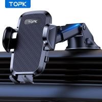 ราคา TOPK Car Phone Holder Mount Cell Phone Mount for Car Dashboard Windscreen for Universal Cars 360 Rotatable Mobile Phone Holder for iPhone 15 (19012376886)