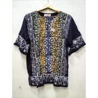 ราคา เสื้ออินโดแท้ ผ้าบาติกคอกลมแขนสั้นไซส์ L รอบอก40 42 (16426522253)