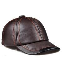 ราคา หมวกเบสบอลหนังแท้2023 Topi Kulit Sapi สีดำผู้ชายปรับได้สำหรับฤดูใบไม้ร่วงฤดูหนาวหมวกเบสบอลหนังแท้009 (18831336334)