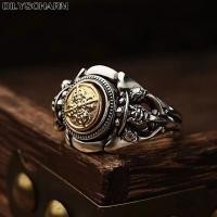 ราคา ดิไลส์ชาร์มหมุนได้ดอกบัวราศีมังกรแหวนผู้ชายแหวนเงินทองเปิด (20329511329)