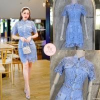 ราคา งานป้าย BT Studio เดรสลูกไม้แขนสั้นกระดุมหน้า งานลูกไม้ผ้าฉลุลายสวยแต่งปิดต้นคอเล้กน้อยด้านล่างกระเป๋าใช้งานได้จริงเอวแต่งอะไหล่มุก (19796117352)