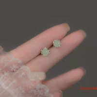 ราคา ZONGPAN ต่างหูหยกสไตล์จีนวินเทจสำหรับผู้หญิงต่างหูหยกเทียมสวยงาม (20680555612)