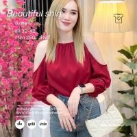 ราคา ด่วนพิเศษ พร้อมส่ง เสื้อลูกไม้ลายฉลุ น่ารักๆ รุ่น ปาดไหล่สี Recommended (20499926465)