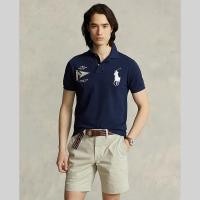 ราคา Sale Polo Ralph Lauren เสื้อโปโลผู้ชาย Polo Custom Slim Fit Big Pony Mesh Polo Shirt รุ่น MNPOKNI1N822471 สีฟ้า (20757747633)