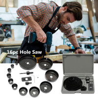 ราคา ชุดดอกสว่านเจาะรูลูกบิด ดอกสว่านโฮลซอร์ โฮลซอว์ โฮลซอ เจาะไม้ Hold Saw 16 ชิ้น (20983897723)
