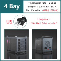 ราคา Yottamaster 5 Bay Raid กล่องใส่ฮาร์ดไดรฟ์อลูมิเนียม USB3 0 4 Bay HDD Enclosure สำหรับ 3 5 2 5 SATA HDD SSDs Gaming ฮาร์ดไดรฟ์ภายนอกแคดดี้พร้อมพัดลม RGB (20888639651)