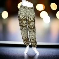 ราคา กางเกงช้าง ทรงจินนี่ เอวสม็อคขาจั้มฟรีไซส์ผ้าเรยอน ใส่สบายได้ทั้ง หญิง กางเกงสาวอวบ Harem Pants Elephant pants Yoga (21162118991)