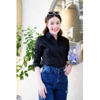 ราคา เสื้อเชิ้ตหญิงแขนยาวสีดำ (20039829676)
