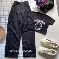ราคา เสื้อครอป nivana กางเกงขายาวทรงลุง (20936570695)