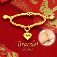 ราคา สร้อยข้อมือหุ้มทอง ไม่ลอกไม่ดำ สี่เสาห้อยหัวใจ หนัก 2บาท ยาว7นิ้ว ทองเคลือบแก้ว สร้อยข้อมือทอง เครื่องประดับ ทองเหมือนแท้ (16066642021)