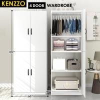 ราคา KENZZO 4 Door Wooden Wardrobe 4 ประตู ตู้เสื้อผ้าไม้ ตู้ Almari Baju ตู้อาหาร ร้านอาหารหนังสือ ตู้ครัว (21046851605)