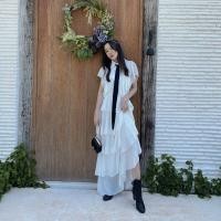 ราคา FLAT2112 FF0031 LADY DIANA DRESS เดรสยาว เดรสชั้น สวยหรู ใส่เที่ยว ออกงาน มีโบว์ ผูกไทด์ แบรนด์แท้ พร้อมส่ง (19453739428)