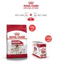 ราคา เซตคู่สุดคุ้ม Royal Canin Medium Adult 4kg ยกกล่อง 10 ซอง Royal Canin Medium Adult Pouch Gravy อาหารเม็ด อาหารเปียกสุนัขโต พันธุ์กลาง อายุ 1 ปีขึ้นไป ซอสเกรวี่ Dry Dog Food Wet Dog Food โรยัล คานิน (2