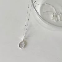 ราคา winterwintershop เครื่องประดับเงินแท้925 สร้อยพร้อมจี้วงรี สลักดาว พ่นทราย ประดับเพชร cz งานทำมือ (21232092225)