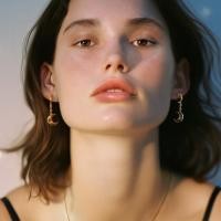 ราคา Altimes Moonlight crescent Earrings Silver 925 ต่างหูเงินแท้ ห้อยรูปพระจันทร์เสี้ยวฝังพลอยแท้ Brilliant cut (20665492328)