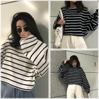 ราคา FC พร้อมส่ง เสื้อยืดคอกลมแขนยาวลายริ้ว ทรงโอเวอร์ไซส์ (985310070)