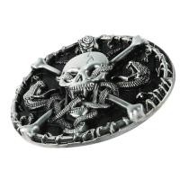 ราคา LazaraLife VINTAGE Silver Western โกธิคหัวกะโหลกศีรษะโครงกระดูก Rattle เข็มขัดหนังงูหัวเข็มขัด (7812586457)