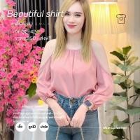 ราคา ด่วนพิเศษ พร้อมส่ง เสื้อลูกไม้ลายฉลุ น่ารักๆ รุ่น ปาดไหล่สี Recommended (20499926466)