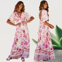 ราคา พร้อมส่ง ชุดเดรสผู้หญิง เดรสกระโปรงยาว เดรสลายดอก สวยมากดีไซน์เก๋โชว์หลังเซ็กซี่ มีซิปรูดด้านหลัง พร้อมส่ง เสื้อผ้าแฟชั่น (7530586462)