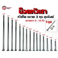 ราคา น็อตจับเสา เสาคอนกรีต เสาไม้ น็อตจับเสาไฟฟ้า โบลท์หัวเห็ด น็อต ยาว 3 12นิ้ว ขนาด 3 หุน พร้อมแหวนตัวเมีย น๊อตจับแร็คช่อง (11970026661)