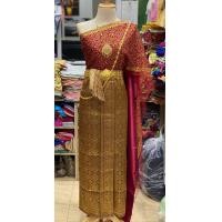 ราคา ชุดไทยผู้หญิง สไบปักมุก โทนสีแดง (20570025160)