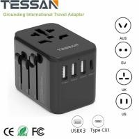 ราคา TESSAN Type C G A I Global Travel Adapter International Charger Converter with 3 USB Ports and 1 Type C Adaptor Type C Charger All in one Universal Adapter SG US AU EU Adaptor Universal Wall Socket fo
