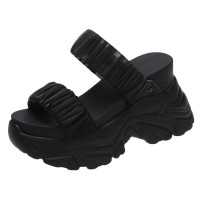 ราคา พร้อมส่ง รองเท้าส้นตึก แฟชั่น รองเท้าผู้หญิง รองเท้าส้นเตารีด สไตล์เกาหลี สูง 10cm พร้อมส่งในไทย (15514774181)