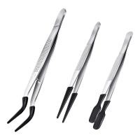ราคา 3 Pieces Tweezers with Rubber Tips Tweezers PVC Coated Tweezers Set Rubber Straight and Flat Tip Tweezers (18503143427)