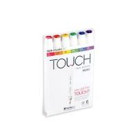 ราคา TOUCH TWIN 6 BRUSH MARKER SET Main มาร์คเกอร์หัวพู่กัน หัวตัดขนาดกลาง เซ็ต 6 แท่ง โทนสีหลัก แบรนด์ TOUCH จากประเทศเกาหลี (7862964162)