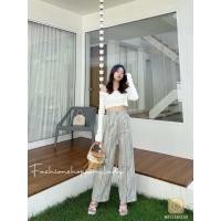 ราคา New Collection กางเกงเอวสูงขากระบอกซิปหลัง ผ้าลายริ้ว เนื้อผ้าลินิน มีทั้งหมด 4 สี น้ำตาล ดำ เหลือง ฟ้า (19203952289)