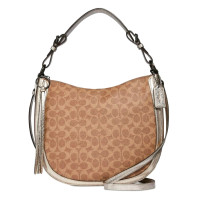 ราคา กระเป๋าสะพาย COACH แท้ รุ่นหรูจาก Shop Coated canvas ลาย SIGNATURE สายหนังแท้ มีสายยาว รุ่นใหม่ หรูมาก Coach 40616 Sutton Hobo Bag In Signature Coated Canvas with Metallic Leather Platinum (1199980657