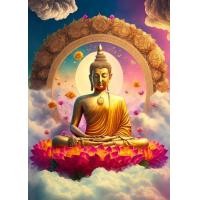 ราคา พระพุทธรูปอินเดียพระพุทธรูปทำสมาธิ Chakra โปสเตอร์ Mandala ภาพวาดผ้าใบ Wall Art Psychedelic Yoga Aesthetic Room Decor (20119915577)