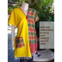 ราคา เดรสผ้าฝ้ายลายผ้าขาวม้าทูโทน Big Size (20126521846)