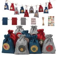 ราคา Christmas Advent Calendar Bags Fill Your Own Advent Calendar Bag 24 Burlap Bag DIY Advent Calendar Drawstring Gift Bags with Number Sticker Christmas Decoration everyone (19699835018)