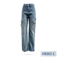 ราคา กางเกงผู้หญิง ทรงกระบอก Niyom jeans นิยมยีนส์ แต่งกระเป๋า ผ้าไม่ยืด สียีนส์ รุ่น B263 1 (21158532201)
