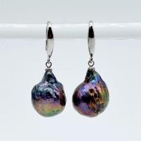 ราคา แฟชั่นสุภาพสตรีต่างหูสีดำขนาดใหญ่พิสดารมุกจี้ต่างหูเงินเส้นผ่าศูนย์กลาง12 13มิลลิเมตรน้ำหยดต่างหูมุกแม่ของขวัญ (3245720932)