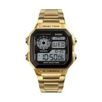 ราคา SKMEI นาฬิกาข้อมือสแตนเลสสำหรับผู้ชาย นาฬิกากีฬา5bar กันน้ำมีไฟด้านหลังดูหรูหราสายรัดข้อมือดิจิตอลนาฬิกาปลุก ClO (21171194847)