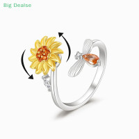 ราคา Big Dealse แหวนป้องกันความเครียดลายดอกทานตะวันหมุนปรับได้สำหรับผู้หญิงเครื่องประดับแฟชั่น1ชิ้น (20517872683)