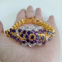 ราคา สร้อยข้อมือแฟชั่นผู้หญิงพลอยสีแบบดอกไม้สวยงามสายเลส ความยาวสร้อยข้อมือ 6 8 นิ้ว ชุบทองไมครอนหน้าทองคำขาว ราคาพิเศษ (16167100692)