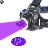ราคา BouPower UV LED Purple Headlamp Rotating Zoom Headlight Torch Rechargeable Head Catching Scorption Torch (20039317615)