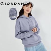 ราคา GIORDANO Women Hoodies Fleece Lined Solid Color Loose Hoodies Raglan Sleeve Slant Pockets Simple Fashion Casual Hoodies 05323808 (20240408251)