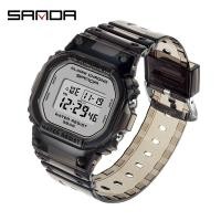 ราคา SANDAแฟชั่นนาฬิกาสปอร์ตผู้หญิงใสสายLEDนาฬิกาดิจิตอลสุภาพสตรีนาฬิกาอิเล็กทรอนิกส์กันน้ำช็อกทหารนาฬิกา (3778090507)