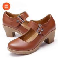 ราคา Y HE เกาหลีสไตล์โมเดิร์นเต้นรำFlamencoนิ้วเท้าทรงกลมส้นสูงหนาสั้นรองเท้าออกซ์ฟอร์ดส้นสูง 6ซม 2 4นิ้วสีน้ำตาล สีแดง สีดำ สีขาว (15706245615)