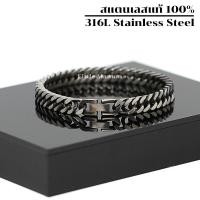 ราคา สร้อยข้อมือ เลสข้อมือ หน้ากว้าง 8 มิล สีเงินด้าน รมดำ กำไลข้อมือ ข้อมือสแตนเลส สร้อยข้อมือคู่ เครื่องประดับสแตนเลส รุ่น LM003 Grey (410199018)