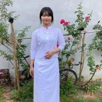 ราคา ชุดลูกไม้ปักฉลุ เสื้อลูกไม้คอจีนแขนส่วน ผ้าถุงมีซับใน ไม่อัดกาว ชุดลูกไม้ปักฉลุ (20563937588)